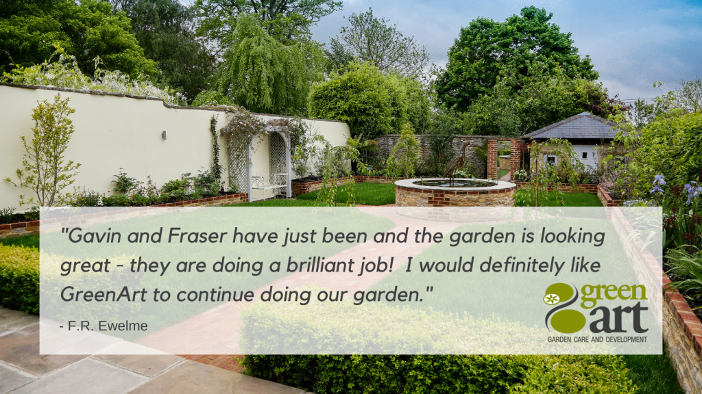 Care & Development Testimonial: "Gavin and Fraser have just been and the garden is looking great - they are doing a brilliant job!  I would definitely like GreenArt to continue doing our garden." - F.R., Ewelme, Oxfordshire